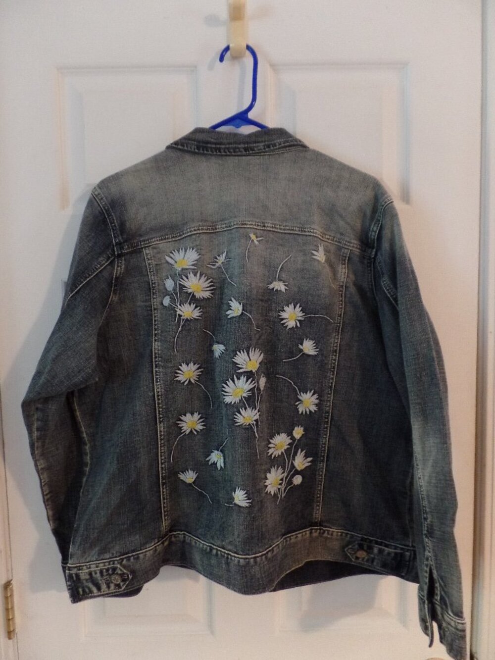 *NWT* Laurie Felt XL 18 20 Classic Denim Embroidered Daisy Jacket Yellow Flowers